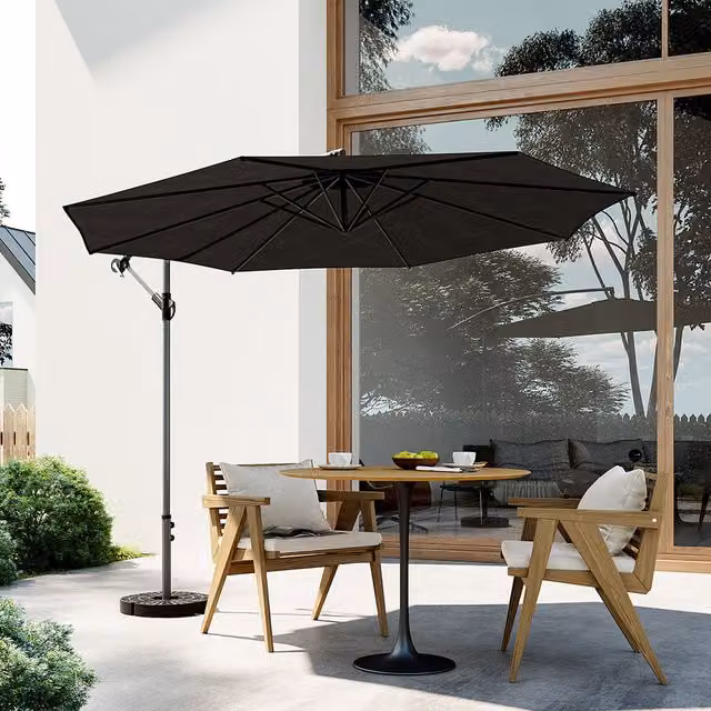 Breeins 3m Black Cantilever Parasol with Fillable Plastic Base