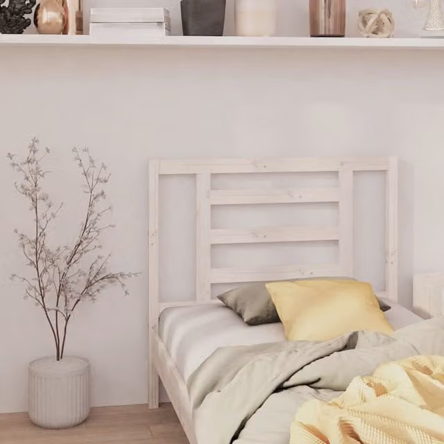 Berkfield Home White Lacquered Solid Pine Wood Bed Headboard W/D/H: 96 x 4 x 100 cm