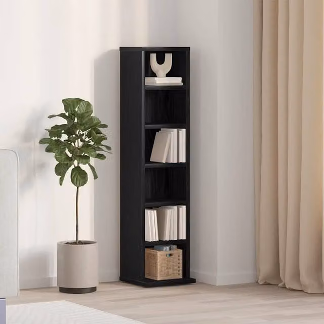 Berkfield Home Black Oak CD Cabinet, W/D/H: 21 x 20 x 88 cm