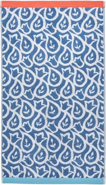 Land & Shore Corie Floral Cotton Terry Bath Towel, Blue and Red