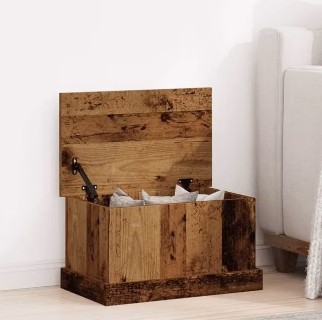 Berkfield Home Rustic Old Wood Storage Box in Brown, W/D/H: 50 x 30 x 28 cm