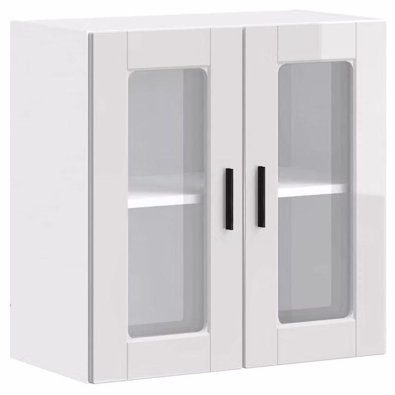 Berkfield Home Porto High Gloss White Kitchen Wall Cabinet with Glass Doors