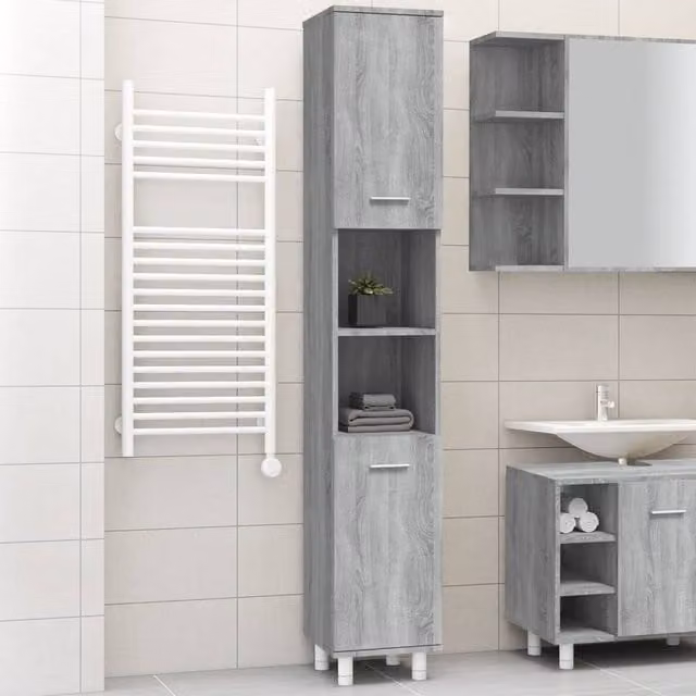 Berkfield Home Grey Sonoma Bathroom Cabinet W/D/H: 30 x 30 x 179 cm