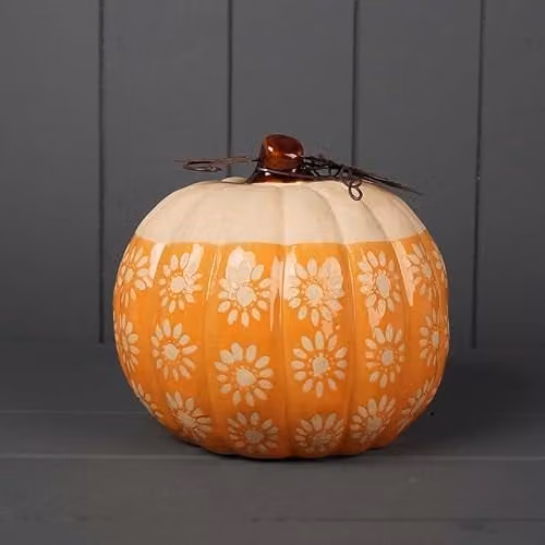 Generic Orange Ceramic Pumpkin Tabletop Decoration for Autumn and Halloween, Height: 19 cm