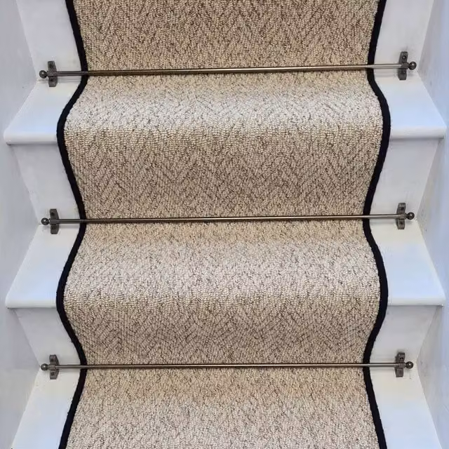 RainbowHome Herringbone Berber Stair Runner in Beige, W: 50 cm, L: 700 cm