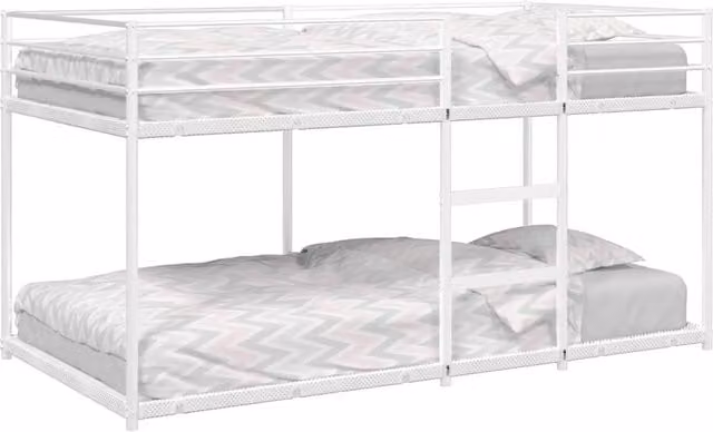 Berkfield Home Metal Bunk Bed in White, W/D/H: 75 x 190 cm