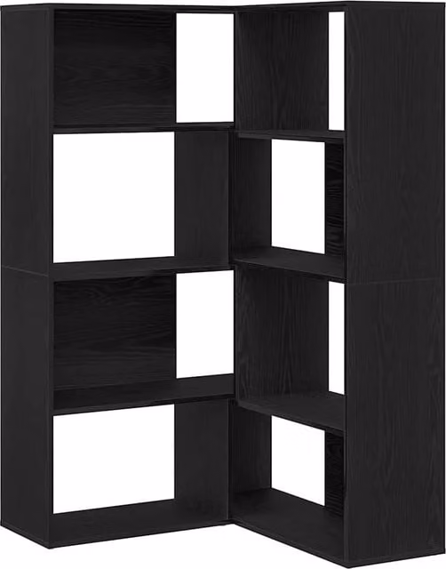 Berkfield Home Modern Corner Cabinet in Black Oak with Adjustable Shelves, H 140.5 x W 30 x D 30 cm