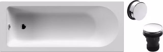 Balterley Round Single Ended Bath Set in White with Leg Set and Chrome Waste, W/D/H: 170 x 70 x 3 cm