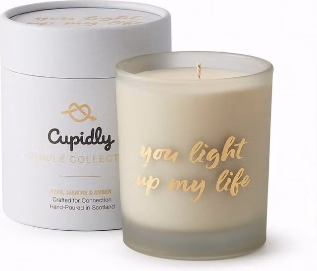 Cupidly You Light Up My Life Anniversary Wedding Soy Wax Candle in White, 200g