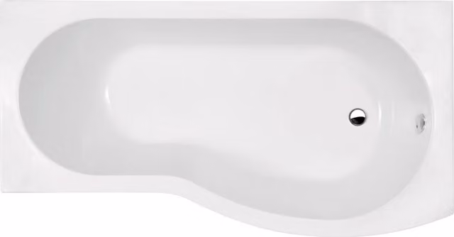 Balterley D-Shaped Right Hand Shower Bath with Leg Set, White, W: 170 cm, D: 73.6 cm, H: 41.5 cm