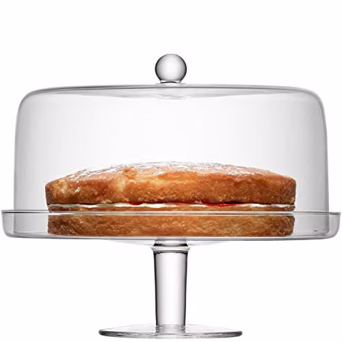 LSA International Klara Round Glass Cakestand and Cover, Transparent, Diameter: 33 cm