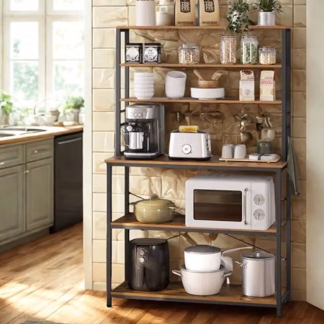 Pirlo Plush Industrial 6 Tier Kitchen Storage Rack with Adjustable Shelves, Brown, W/D/H: 40 x 40 x 167 cm