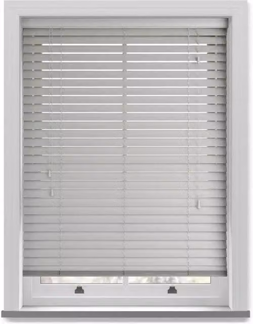 New Edge Blinds Grey Grained Faux Wood Venetian Blind with 50mm Slats, W: 110 cm, H: 150 cm