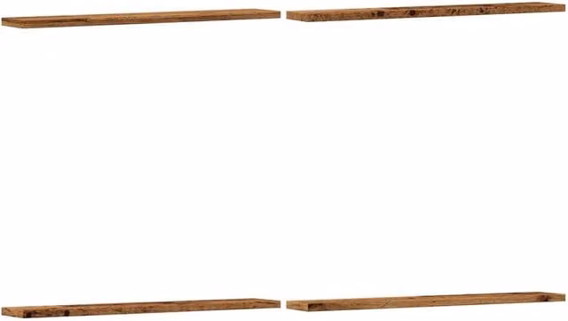 Berkfield Home Set of 4 Wall Mounted Shelves in Old Wood Brown, W: 60 cm, D: 20 cm, H: 1.5 cm