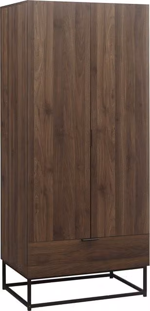 Birlea Houston 2 Door 1 Drawer Wardrobe in Walnut and Brown