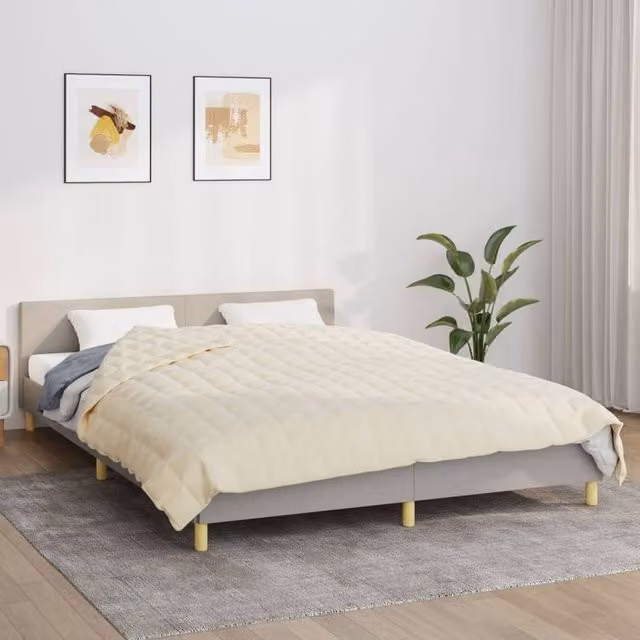 Berkfield Home Weighted Blanket in Beige, W/D/H: 220 x 235 cm, 13 kg
