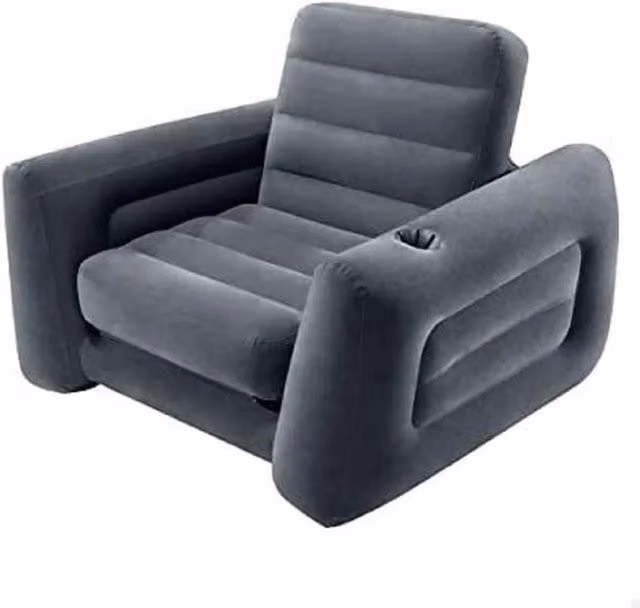 Intex Grey Inflatable Pull Out Sofa Chair Sleeper Air Bed Mattress W: 100 cm, D: 60 cm