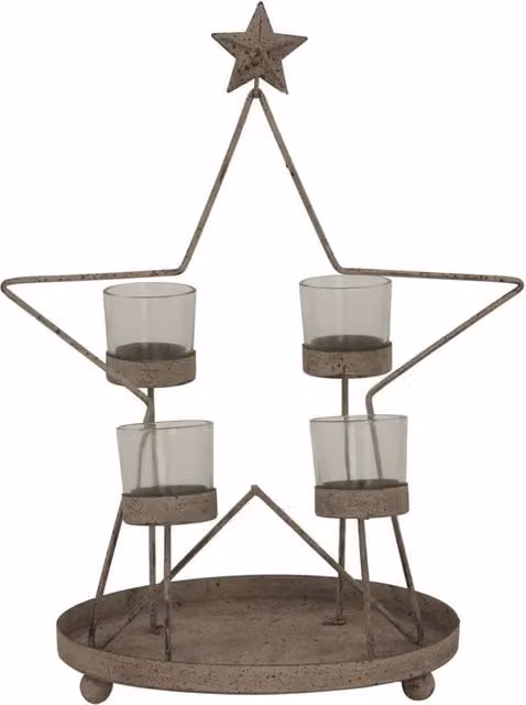 Hill Interiors Outline Star Tealight Candle Holder in Grey Metal