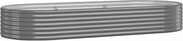 Berkfield Home Garden Powder-coated Steel Raised Bed in Grey, W: 249 cm, D: 100 cm, H: 36 cm