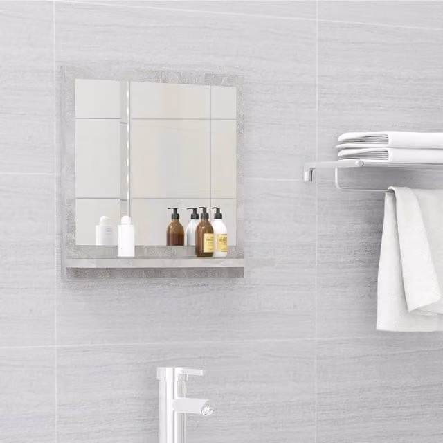 Berkfield Home Modern Rectangular Wall Mirror in Grey, W/D/H: 37 x 10.5 x 40 cm
