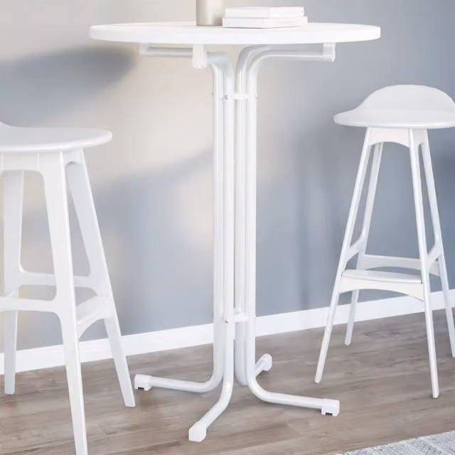 Berkfield Home White Rectangular Dining Table with MDF and Metal Construction, W: 110 cm, D: 80 cm
