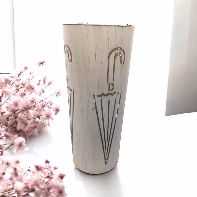 Minster Metal Umbrella Stand in Beige or White, W/D/H: 19 x 19 x 49 cm
