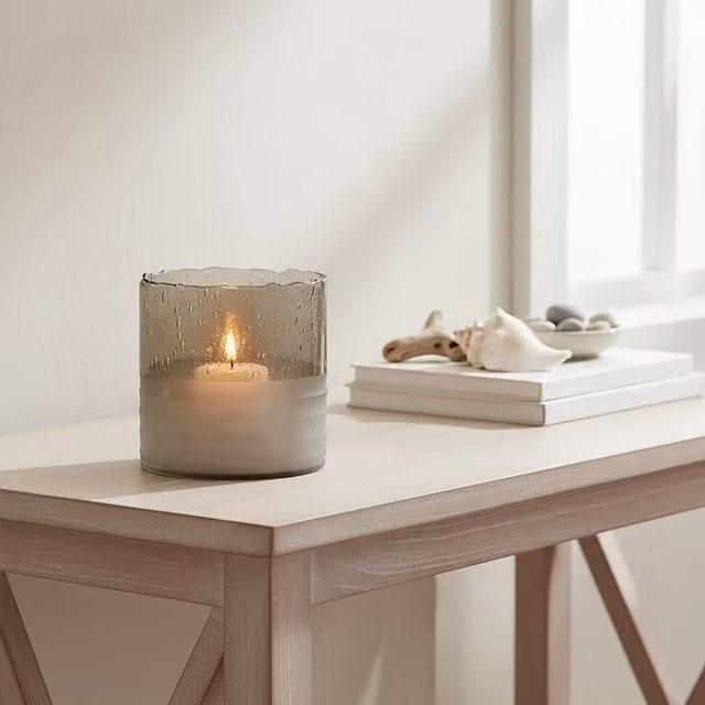 Orsina Glynn Natural Small Round Glass Candle Holder in Brown