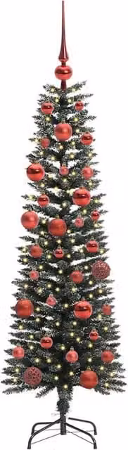 Berkfield Home Elegant Artificial Christmas Tree with 150 LEDs, Green, H x W x D: 150 x 43 x 43 cm