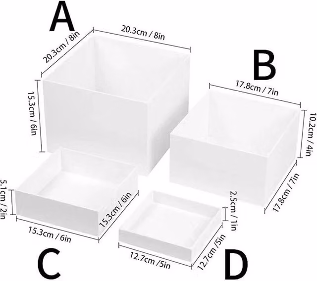 PAWNORA 4-Piece White Acrylic Nesting Cube Display Riser Stands for Cakes and Desserts