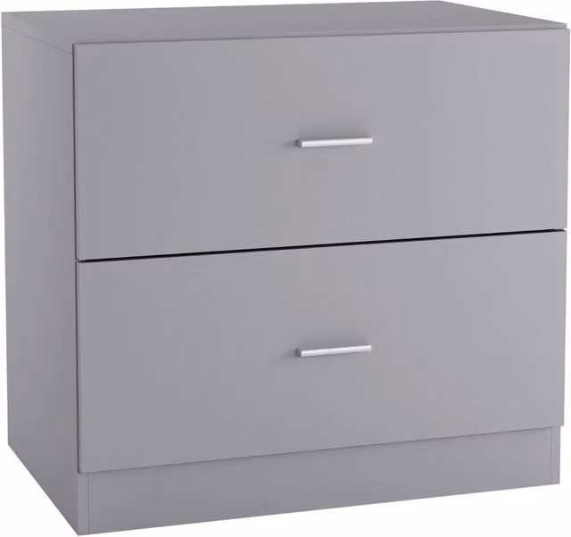 EONLION Orlando Grey Wooden 2-Drawer Kids Cabinet for Bedroom Storage, H 60.0 cm x W 46.5 cm x D 51.5 cm