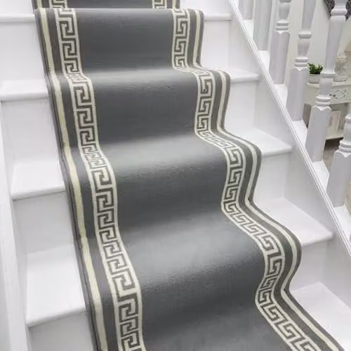 runrug Soft and Comfortable Stair Runner in Light Grey, W: 70 cm, L: 690 cm