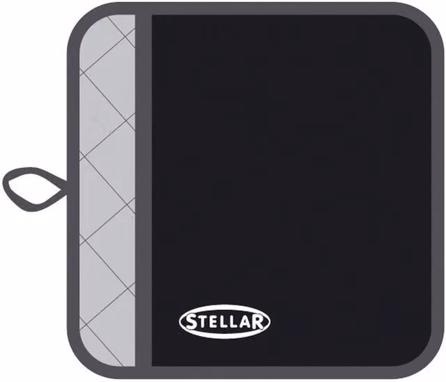 Stellar Black Cotton Square Thermal Pot Holder Mat with Hanging Loop