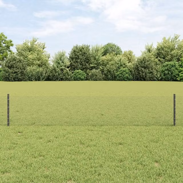 Berkfield Home 5-Piece Grey Steel U-Channel Mesh Fence Posts, Height: 40 cm