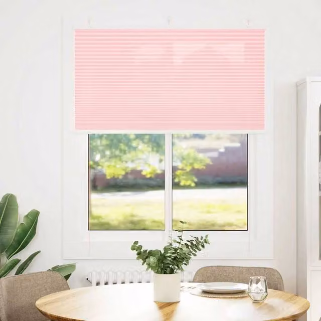 Berkfield Home Pink Single Pleat Polyester Fabric Blind, W: 105 cm, H: 100 cm