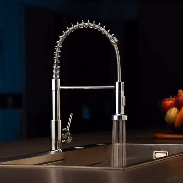 Dayone Sleek Stainless Steel Kitchen Mixer Tap with Pull Out Sprayer and Swivel Spout in Chrome Silver