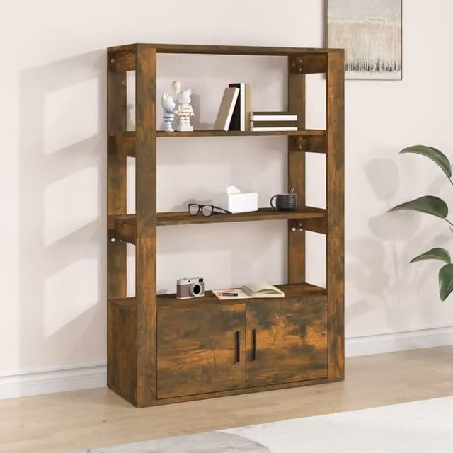 Berkfield Home Smoked Oak Sideboard in Brown, W/D/H: 80 x 30 x 119.5 cm