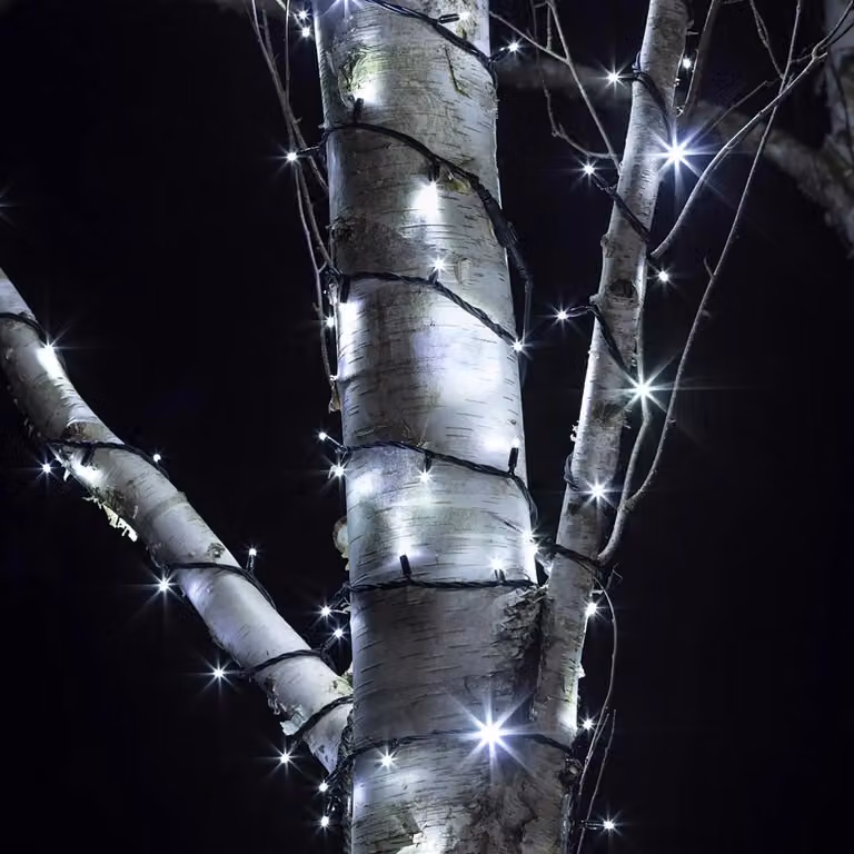 Pro Connect 120m Connectable LED String Lights with White Bulbs and Black Cable