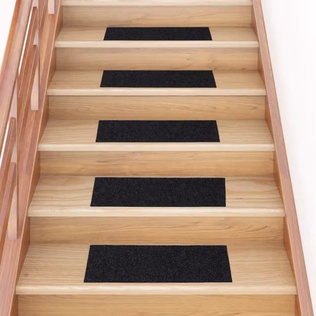 Berkfield Home Self-adhesive Rectangular Stair Mats, 15 Pieces, Black, W/D: 60 x 25 cm