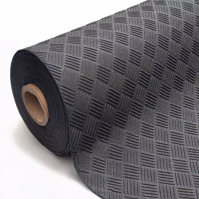Nicoman Plain Industrial Rubber Flooring Matting Roll, Black, 8m