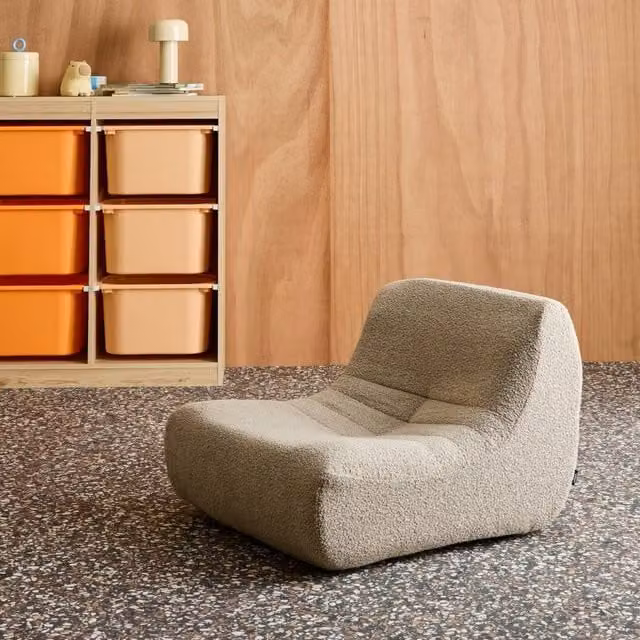sweeek Children's Armchair in Beige Textured Boucle Fabric W/D/H: 41 x 45 x 50 cm
