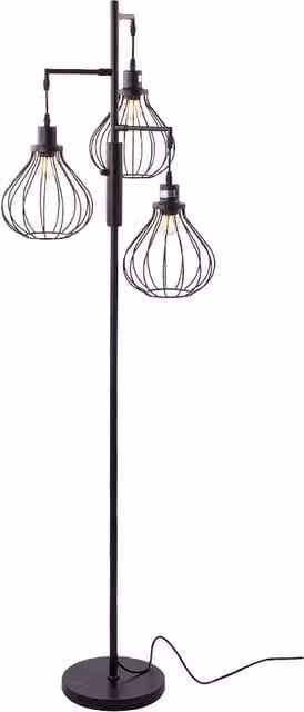 Living Star Industrial Style Metal Floor Lamp in Black