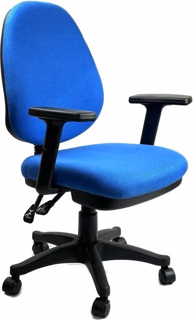 Chelsea Modern Task Chair with Multi-Directional Arms in Blue and Black Fabric