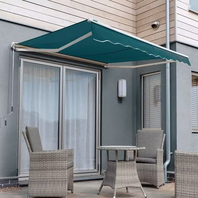 Primrose Electric Half Cassette Awning, 4.5m, Plain Green