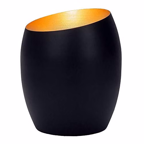 Happy Homewares Modern Matt Black Metal LED Table or Floor Lamp Uplighter with Gold Effect Inner Finish, Height: 16 cm