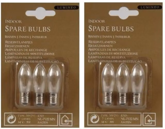 Lumineo White Transparent Replacement Candle Bridge Bulbs, 34V 3W, Pack of 2