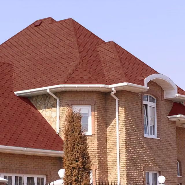 Livingandhome 18-Piece Hexagonal Asphalt Roofing Shingles, Red