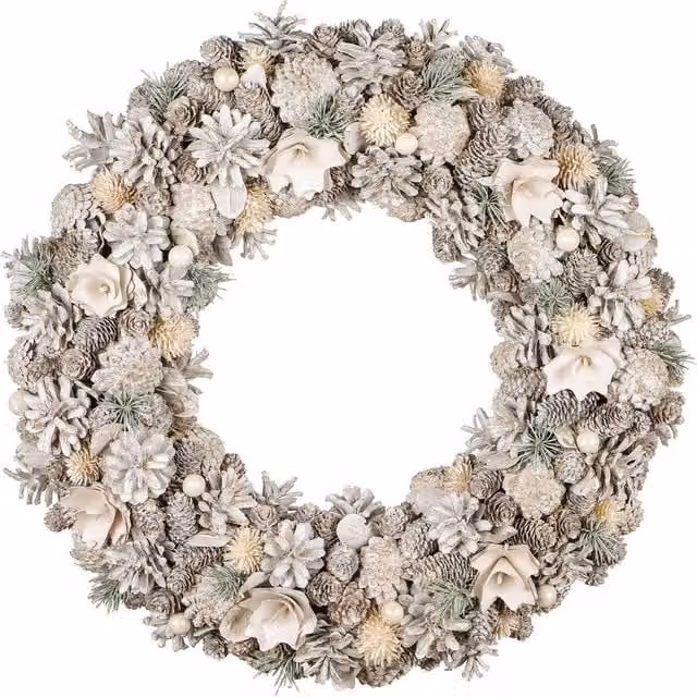 Dibor Giant Morning Frost Christmas Wreath in Red and White, Diameter: 50 cm
