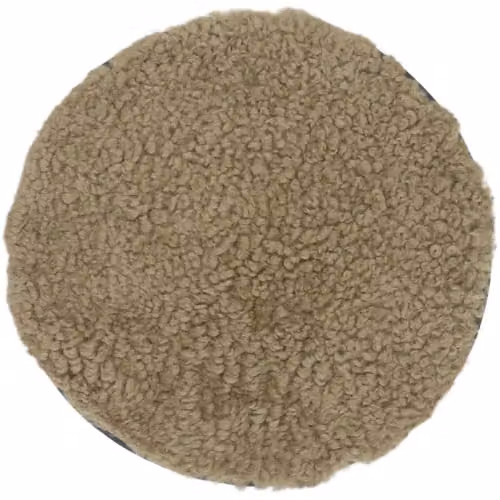 SNUGRUGS Round Genuine Sheepskin Short Wool Seat Pad with Microsuede Backing, Beige, Diameter: 37 cm