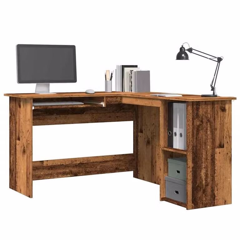 Berkfield Home Modern Corner Desk in Brown, Engineered Wood, W/D/H: 120 x 140 x 75 cm