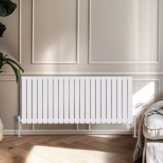 Right Radiators Single Panel Flat Panel Horizontal Radiator, White, Height: 60 cm, Width: 142.8 cm